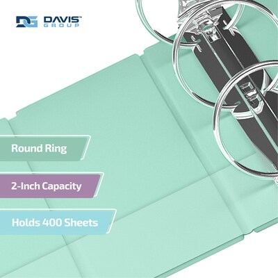Davis Group, 2, 8.5 x 11, Round Ring View Binder, Assorted Pastel Colors, 6/Pack (7413-88-04)