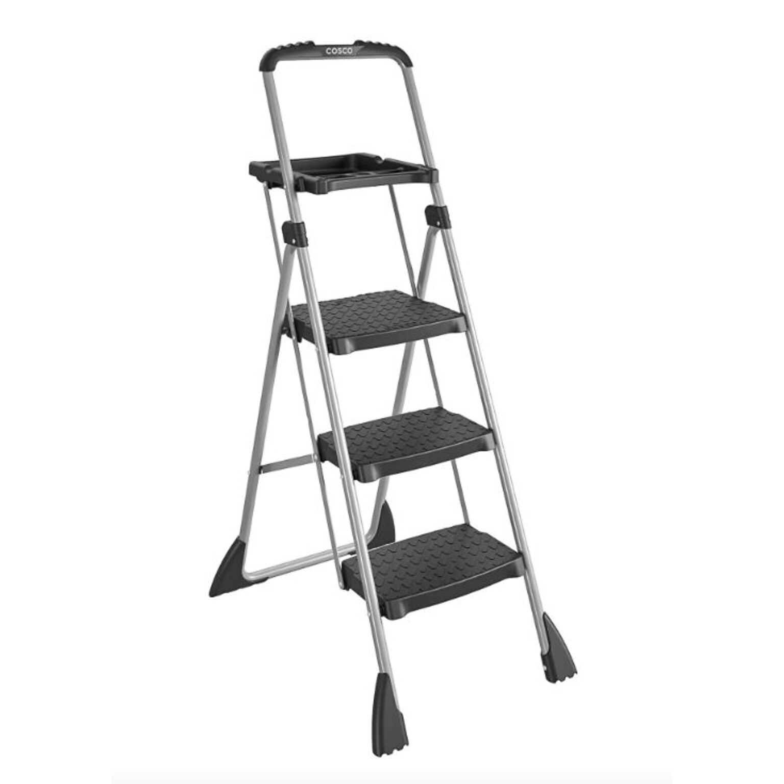 Cosco Max Work Platform, 55 Working Height, 225 lb Capacity, 3 Steps, Steel, Black (11880PBL1E)