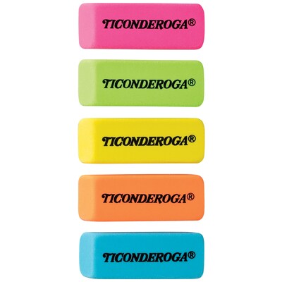 Ticonderoga Neon Wedge Eraser, Assorted Colors, 30/Pack (DIX38930)