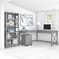 Bush Furniture Key West 60"W L Shaped Desk with 2 Drawer Mobile File Cabinet and 5 Shelf Bookcase, Cape Cod Gray (KWS016CG)