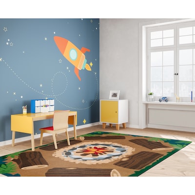 Joy Carpets Campfire Fun Nylon 7'8" x 10'9" Machine Tufted Rug, Multicolored (2015D)