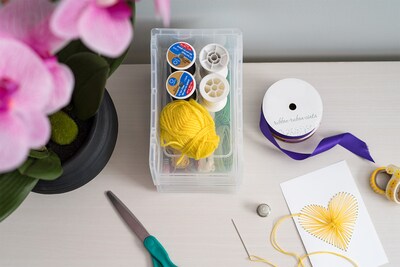 Small Modular Stacking Storage Box Open Lid, Clear (200518)