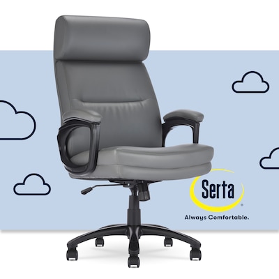 Serta Comfort Big & Tall Ergonomic Bonded Leather Swivel Executive Chair, Gray (CHR10131C)