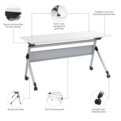 Bush Business Furniture Envision 60"W Foldable Training Room Table, White (NVW160"WHK)