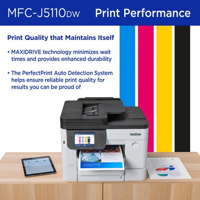 Brother INKvestment MFC-J5110DW Wireless Color All-In-One Inkjet Printer, Best for Home Office