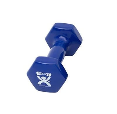 Cando® Vinyl Coated Cast Iron Dumbbells; Blue, 5 lb., Pair