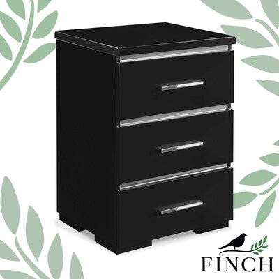 Finch Belmont 3 Drawer Nightstand, Black (FUTB10141B)