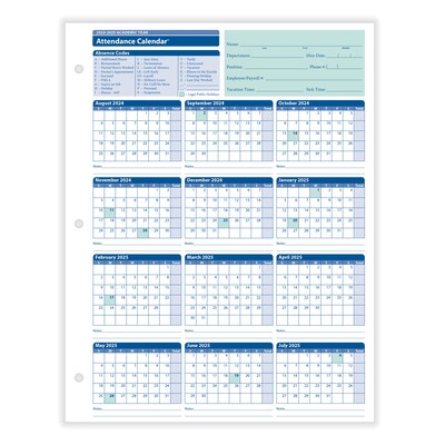 ComplyRight 2024-2025 Academic Attendance Calendar, 50/Pack (A43005015)