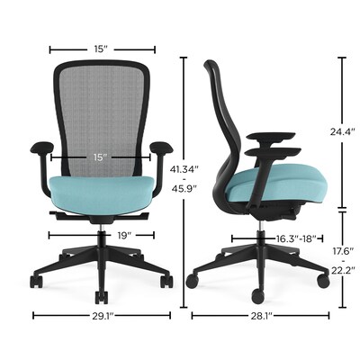 Workplace2.0™ Ayalon Mesh Back Fabric Task Chair, Black/Teal (UN59410)