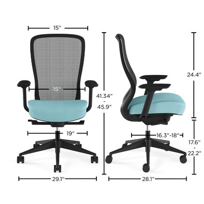 Union & Scale™ Workplace2.0™ Ayalon Mesh Back Fabric Task Chair, Black/Teal (UN59410)