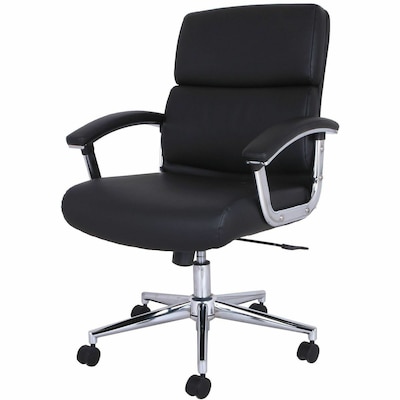 Lorell Vuelo Modern Bonded Leather Swivel Management Chair, Black (LLR20028)
