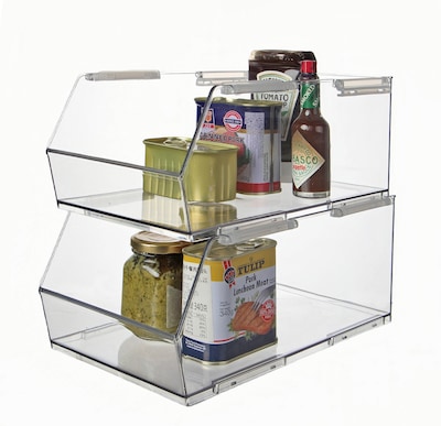 Azar Displays Large Narrow Plastic Storage Bin, Clear, 4/Pack (556712-4PK)