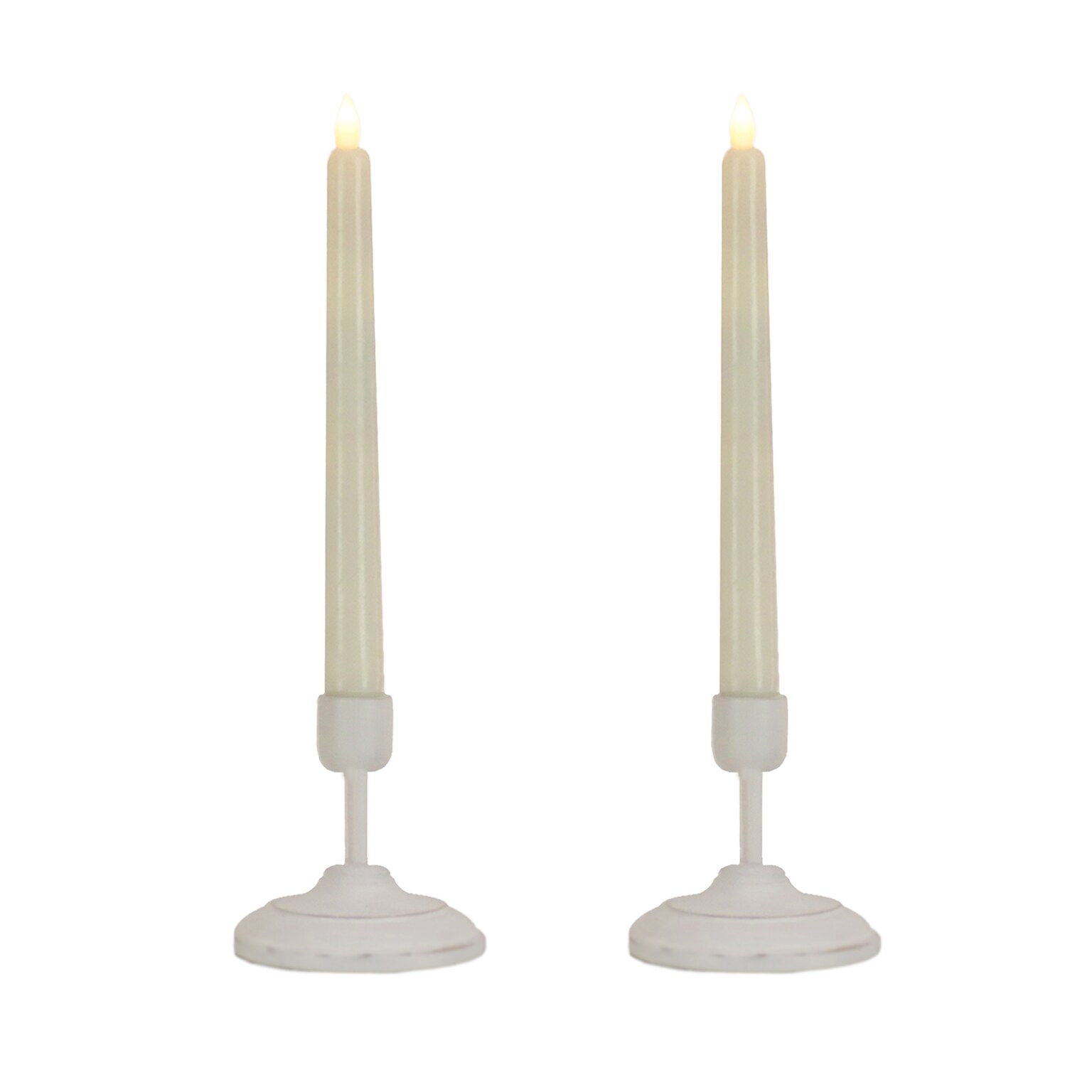 National Tree Company HGTV Home Collection Flameless Heritage Candle Pair, White Base (HGT100-G2SET03)