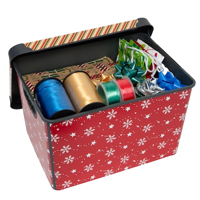 Simplify Santas Elves Storage Tote Bin with Lid, Plastic, Multicolored (9080-30)