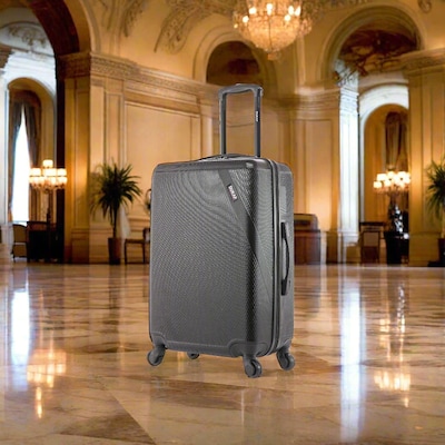 DUKAP Discovery 25.59 Hardside Suitcase, 4-Wheeled Spinner, TSA Checkpoint Friendly, Black (DKDIS00M-BLK)