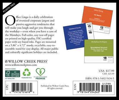 2026 Willow Creek Office Lingo 6.2 x 5.4 Day-to-Day Calendar (54345)