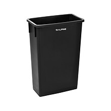 Alpine Polypropylene Trash Can, 23 Gallon, Black, 2/Pack (ALP477-BLK-2PK)