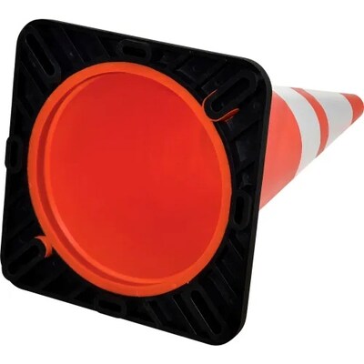Global Industrial 28 Traffic Cone, Reflective, Black Base, 7 lbs. (708147)