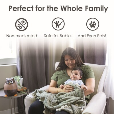Crane Mini Owl Ultrasonic Cool Mist Tabletop Humidifier, 0.5-Gallon, Brown (EE-8259)