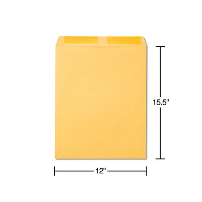 Staples Gummed Kraft Catalog Envelopes, 12" x 15.5", Brown, 100/Box (SPL534784)