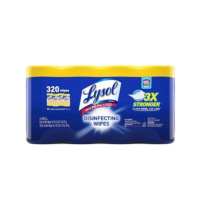 Lysol Disinfecting Wipes, Lemon and Lime Blossom, 80/Canister, 4/Pack (1920090641)