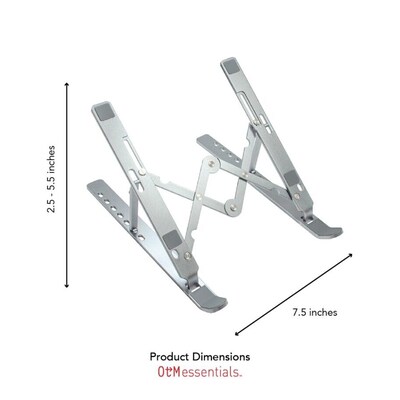 OTM Essentials 11.85" x 2.26" Aluminum Adjustable Laptop Stand, Silver (OB-A2E)