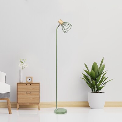 Simple Designs Farmhouse Fusion 55.91" Floor Lamp with Round Shade, Green (LF2019-GRN)