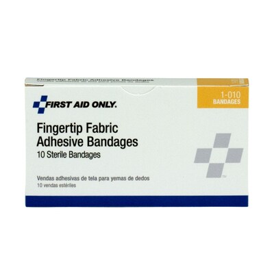 First Aid Only 1.75" x 2" Fingertip Fabric Adhesive Bandages, 10/Box (1-010)