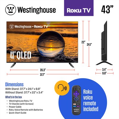 Westinghouse 43" Edgeless QLED 4K Ultra HD Roku TV (WR43QX400)