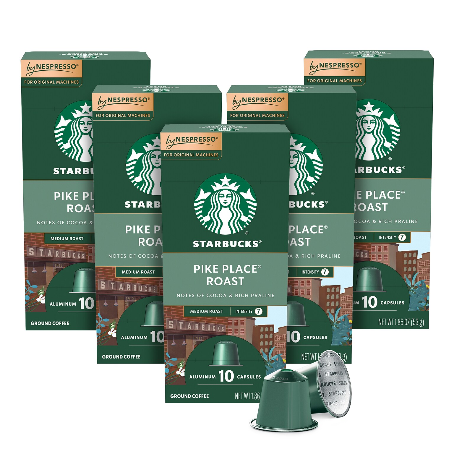 Starbucks Pike Place Roast Coffee Nespresso Original Capsules, Medium Roast, 50/Box (109051)