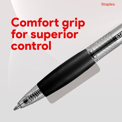 Staples® Retractable Ballpoint Pens, Fine Point, 0.7mm, Black Ink, Dozen (50786-CC)