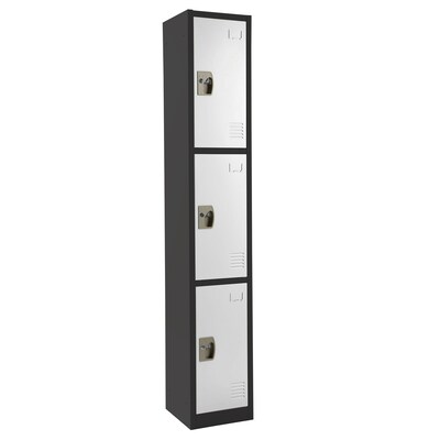 AdirOffice 72'' 3-Tier Black and White Storage Locker, 4/Pack (ADI629-203-B-W-PKG-4)