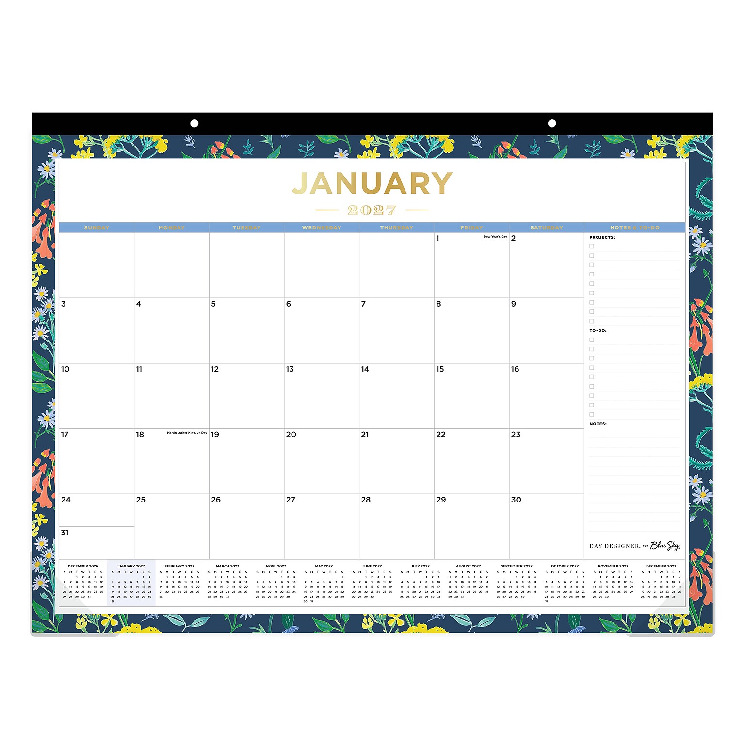 2027 Blue Sky Day Designer Meadow Blue 22 x 17 Monthly Desk Pad Calendar (148689-27)