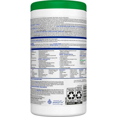 Clorox Healthcare Hydrogen Peroxide Cleaner Disinfectant Wipes, 155 Wipes/Container (30825)