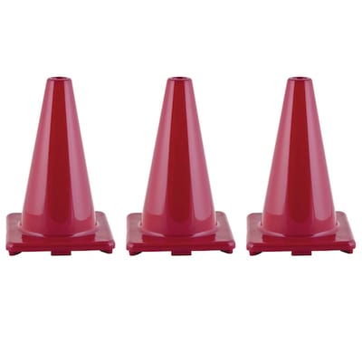 Champion Sports Hi-Visibility Flexible Vinyl Cone, 12, Red, 3/Bundle (CHSC12RD-3)