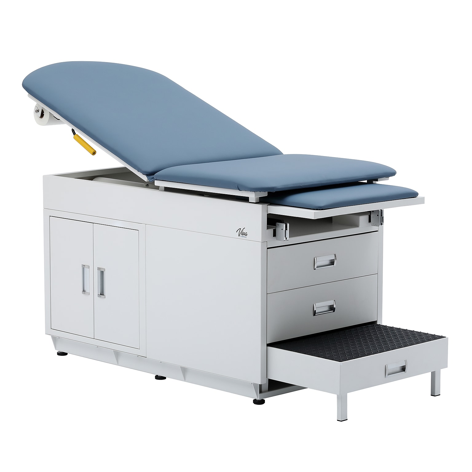 Viva Comfort Power Adjustable Exam Table with Step Stool & Storage, 500 lbs. Capacity, Blue (ADI996-09-S-BLU-MK)