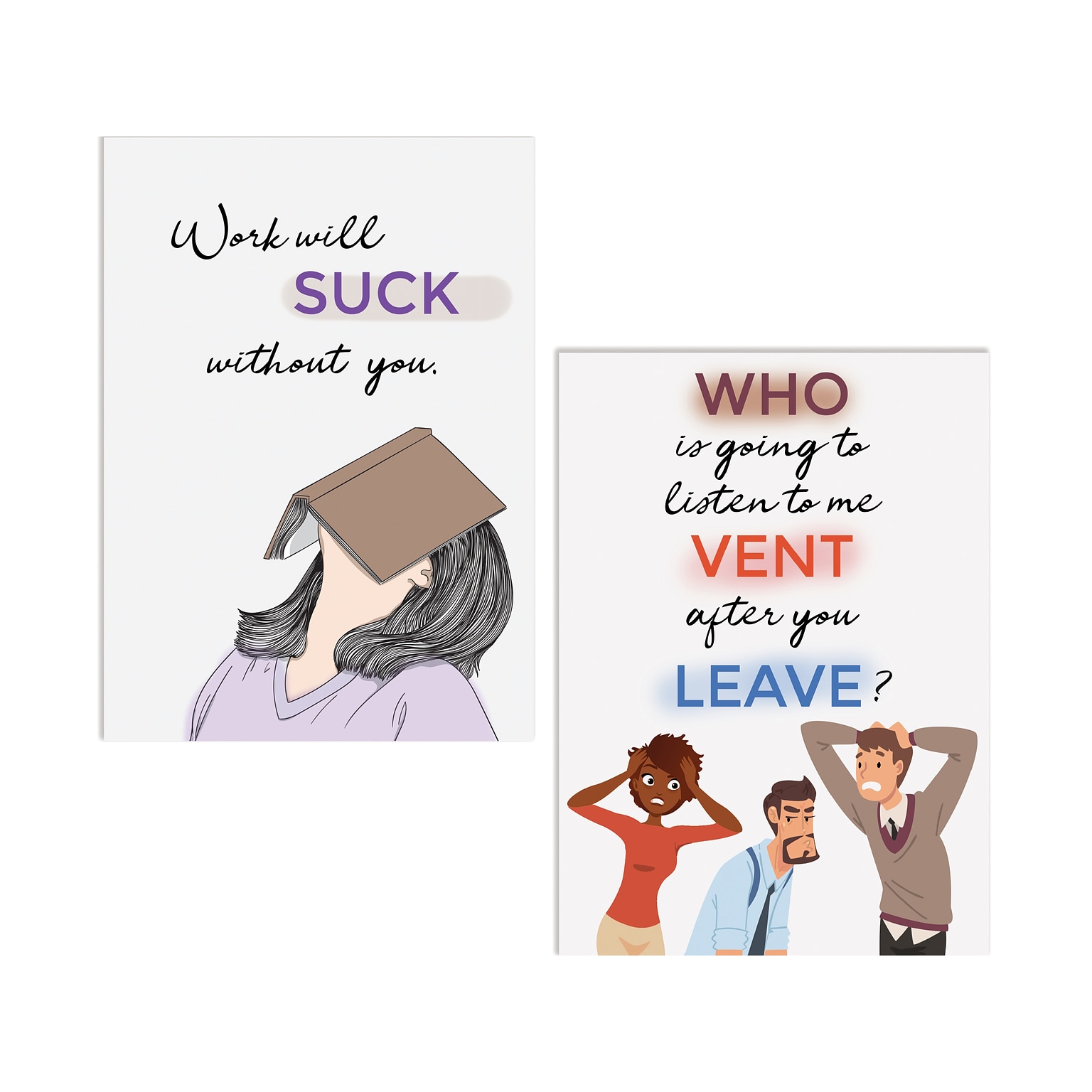 Better Office Farewell Cards with Envelopes, 7 x 5, Assorted Colors, 2/Pack (64629-2PK)