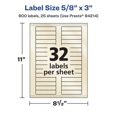 Avery Pearlized Ivory Rectangle Multipurpose Labels, 5/8" x 3", Ivory, 800/Pack (94214)