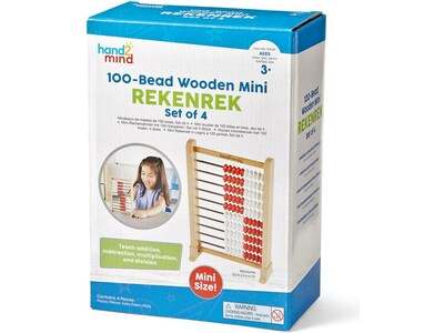 hand2mind 100-Bead Mini Rekenrek, Multicolor, 4/Set (93431)