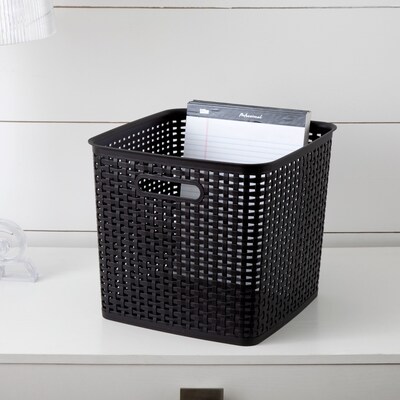 Advantus Extra Large Plastic Weave Basket, Black (37519)