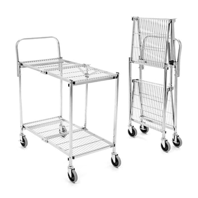 Luxor 2-Shelf Collapsible Wire Multi-Purpose Utility Cart, Chrome (WSCC-2)