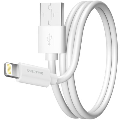 Overtime Lightning to USB-A Charging Cable for iPhone/iPad & iPod, 4 ft., White (DACDAIP5)