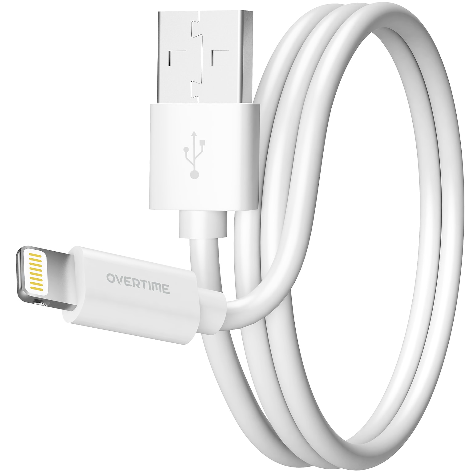 Overtime Lightning to USB-A Charging Cable for iPhone/iPad & iPod, 4 ft., White (DACDAIP5)