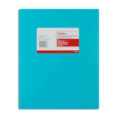 Staples® 2-Pocket Portfolio with Fastener, Teal (55478)