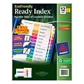 Avery Ready Index Table of Contents EcoFriendly Paper Dividers, 1-12 Tabs, Multicolor, 3 Sets/Pack (