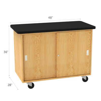 Diversified Woodcrafts Access Sliding Door Cabinet Rectangular Mobile Lab Table, 48 x 24, Oak (4101K)