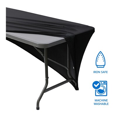 Iceberg 96"L x 30"W Stretch-Fabric Table Cover, Black (16531)