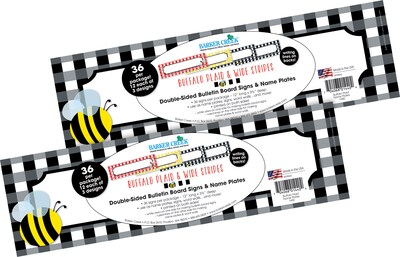 Barker Creek Buffalo Plaid School Name Plates, 12 x 3.5, 72/Set (BC3809)
