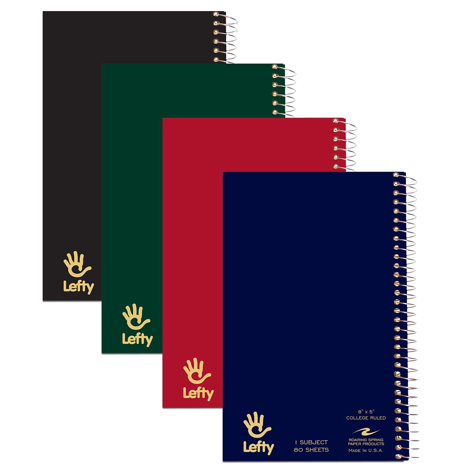 Roaring Spring Paper Products Lefty 1-Subject Notebooks, 5 x 8, College Ruled, 80 Sheets, /Carton (13507CS)