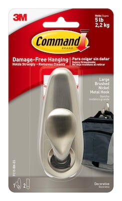 Command Large Metal Hook, 5 lb., Brushed Nickel (FC13-BN-ES)